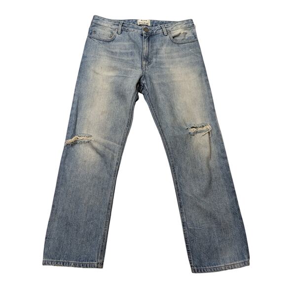 Acne Studios Pop Trash Crop Distressed Jeans Light Wash Size 34 - Picture 9 of 9